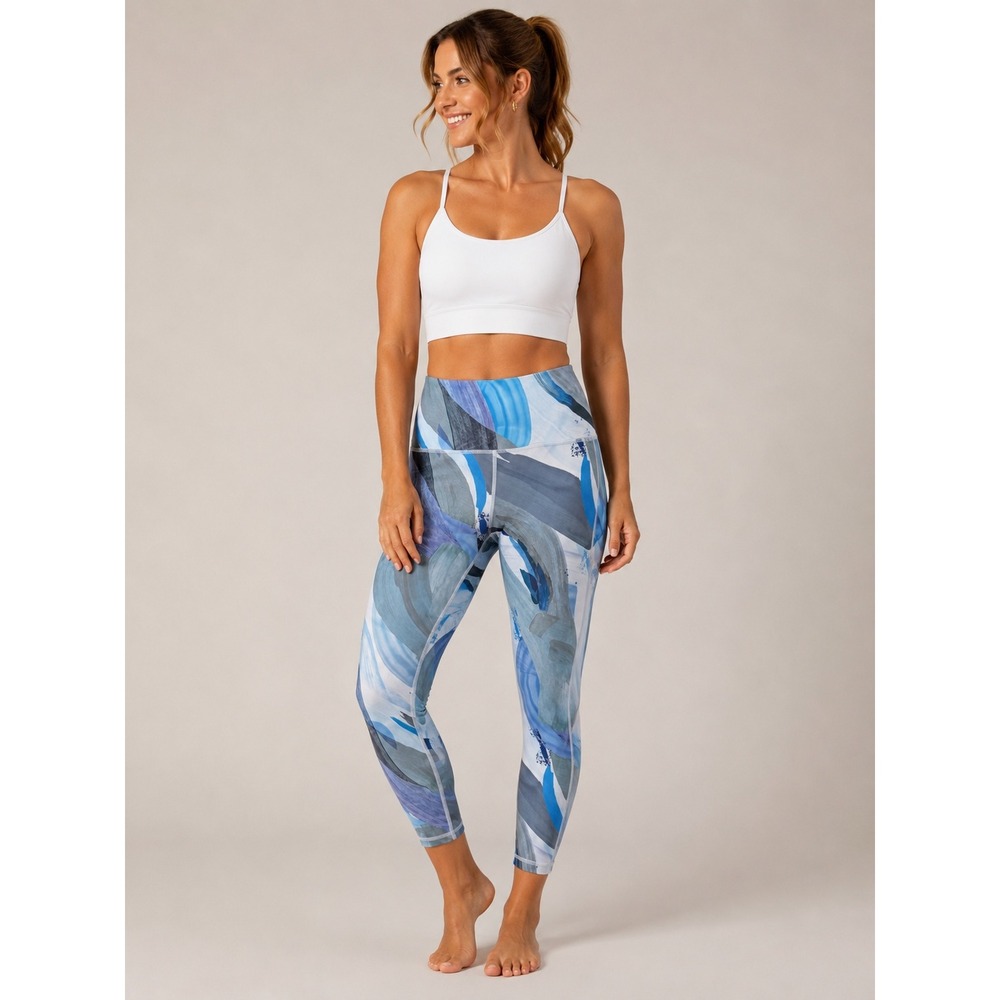 Athleta Elation 7/8 Tight Leggings Blue Grey Abstract Print High Rise Small S